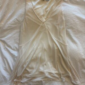 DKNY Cream 100% Silk Top Handkerchief Asymmetric Bottom